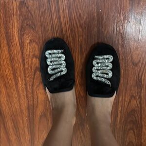 Black Embellished Women's Loafers